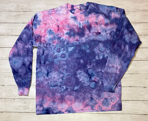 Hot Pink/Navy Long Sleeve and Short Sleeve Ice Dye
